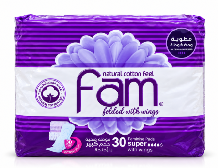 فوط فام Fam سوبر بالأجنحة – حجم كبير 30 فوطة