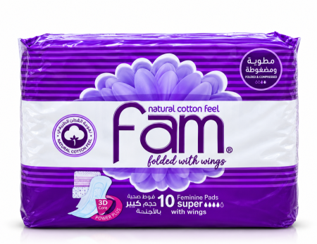 فوط فام FAM سوبر بالأجنحة – حجم كبير 10 فوط