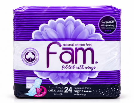 فوط فام Fam الليلية بالأجنحة – 24 فوطة