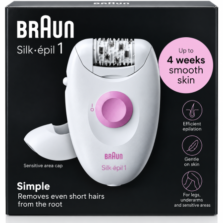 ماكينة إزالة الشعر براون Braun الأصلية + غطاء للمناطق الحساسة