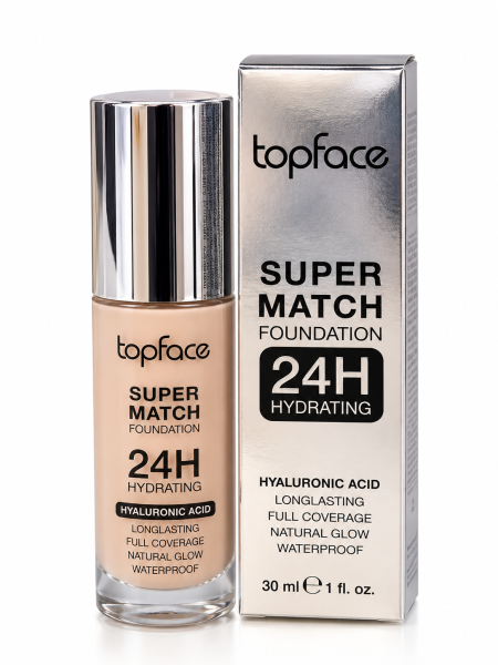 فاونديشن توب فيس مات  Topface Super Match 24H Hydrating بحمض الهيالورونيك – 30 مل