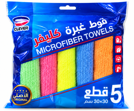 مماسح فوط سحرية كليفر مايكروفايبر – 5 قطع 30×30 سم